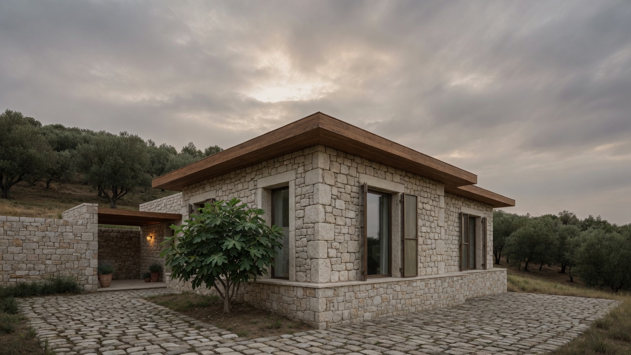 Alaçatı stone house, fig tree and cobbles
