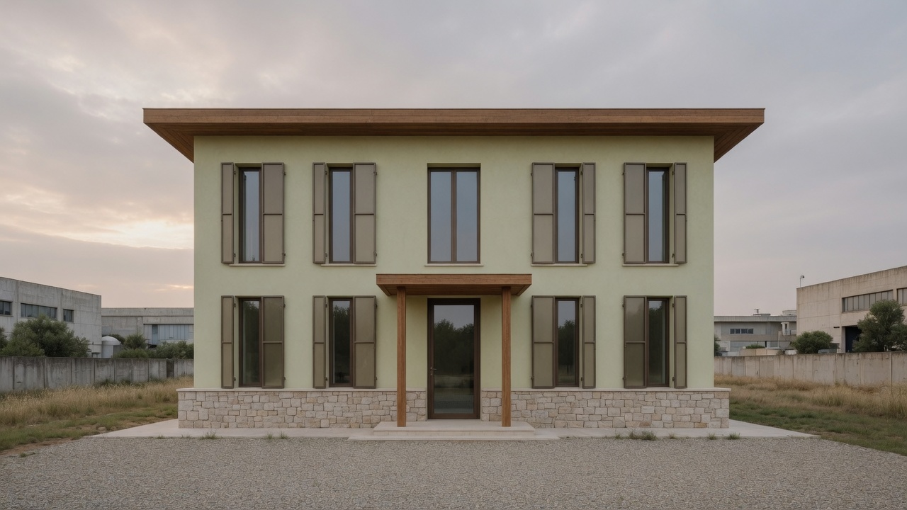 Two-storey lime-plaster admin building in Manisa OSB